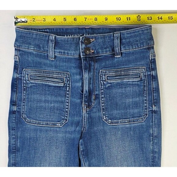 American Eagle Outfitters Size 4 Regular Womens 30" Inseam Super High Rise Flare - Picture 2 of 13